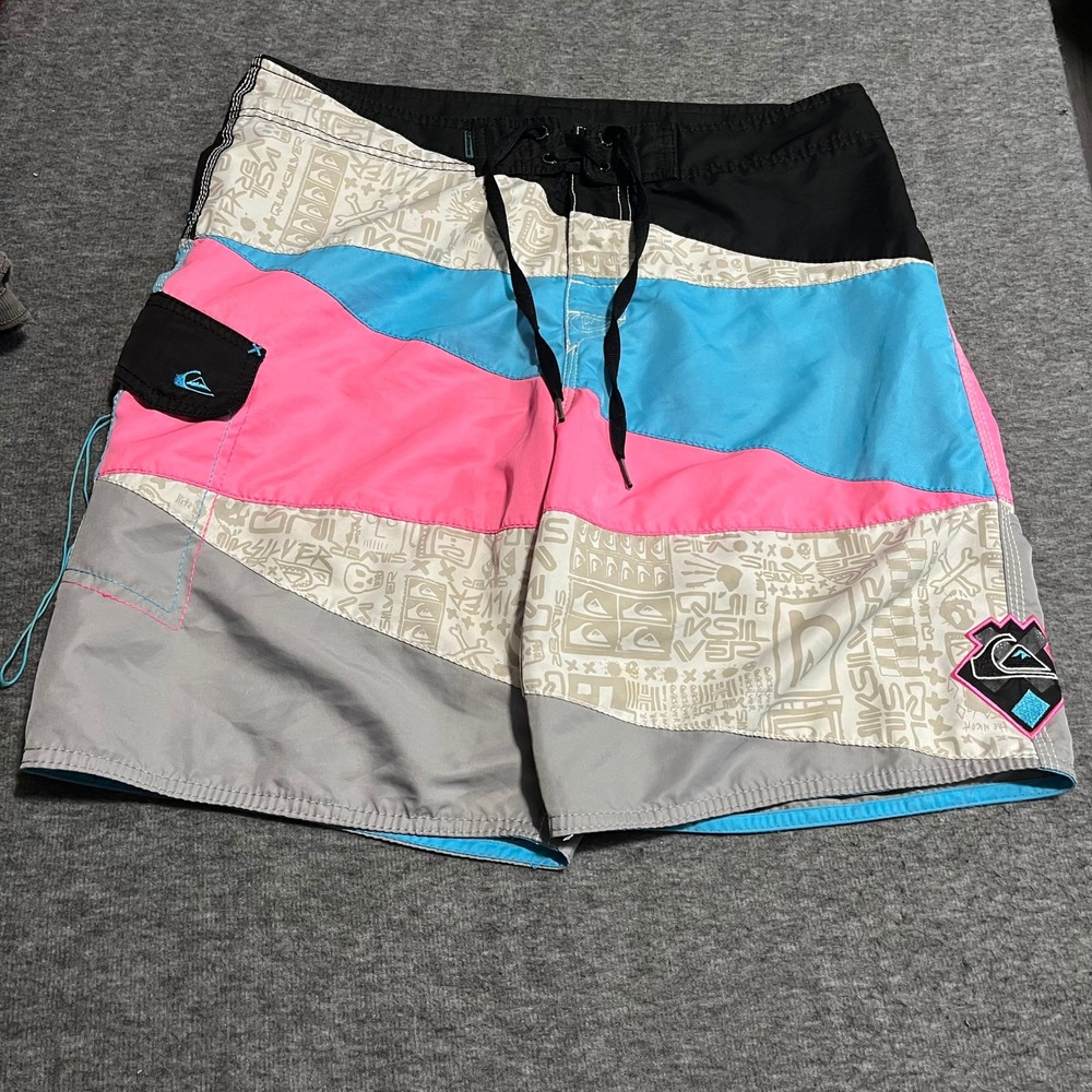 Quiksilver Mens Multi Colorblock Graphic Print Board Shorts Size 34